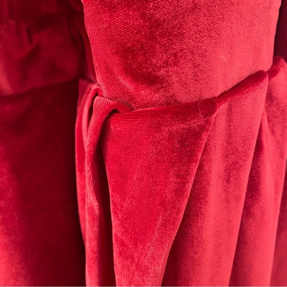 NEW Jay Jay Brand Deep Cranberry long sleeve v neck pleated velour bodycon dress - Picture 7 of 16